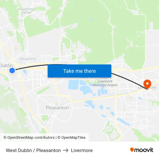 West Dublin / Pleasanton to Livermore map