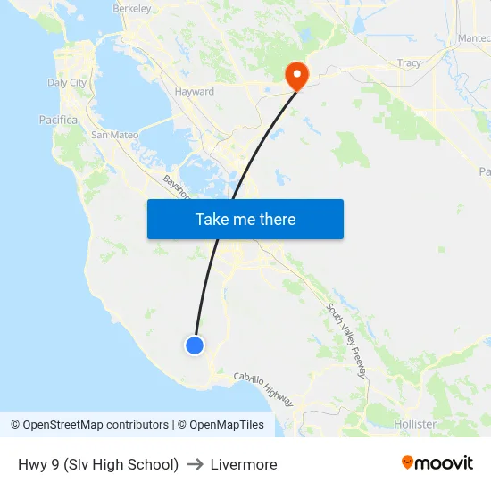 Hwy 9 (Slv High School) to Livermore map