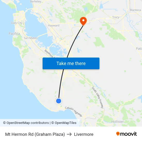 Mt Hermon Rd (Graham Plaza) to Livermore map