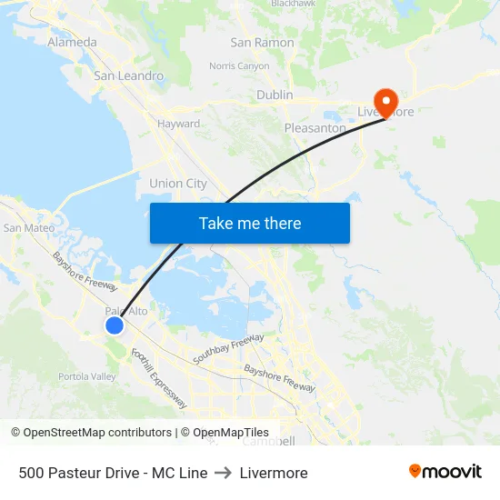 500 Pasteur Drive - MC Line to Livermore map