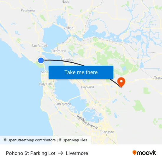 Pohono St Parking Lot to Livermore map