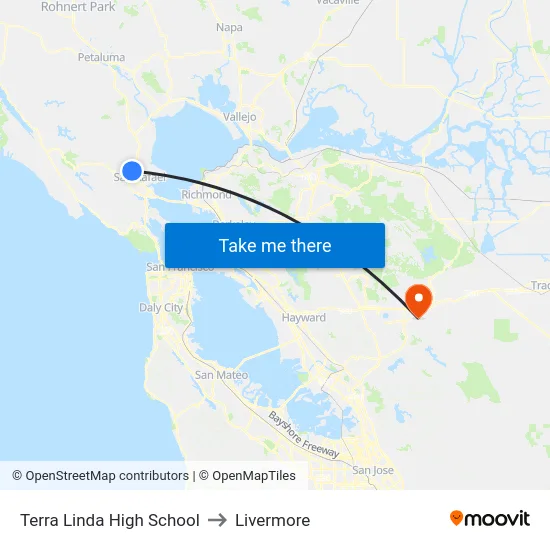 Terra Linda High School to Livermore map