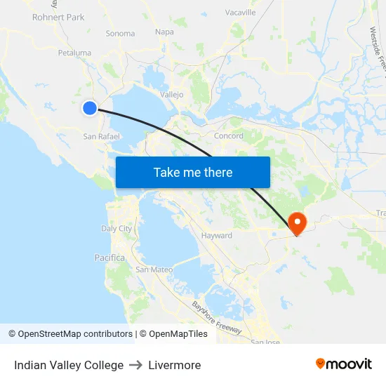 Indian Valley College to Livermore map