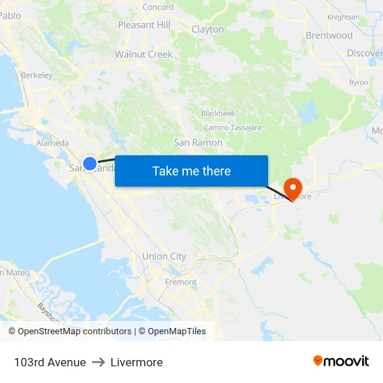 103rd Avenue to Livermore map