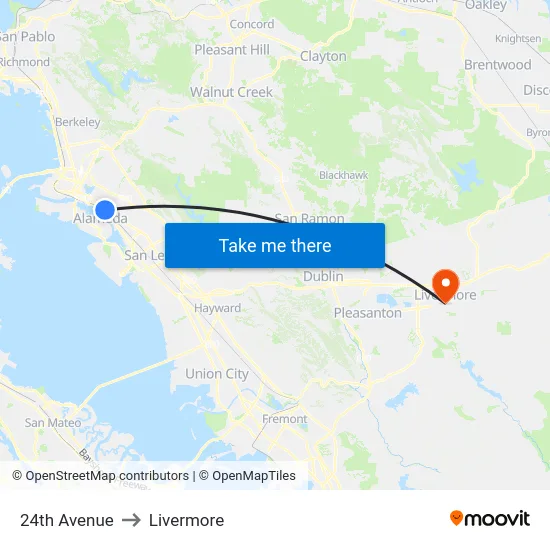 24th Avenue to Livermore map