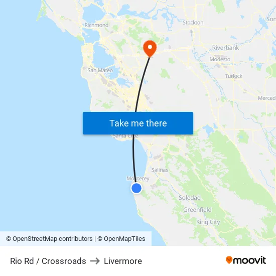 Rio Rd / the Crossroads Carmel (Opp) to Livermore map