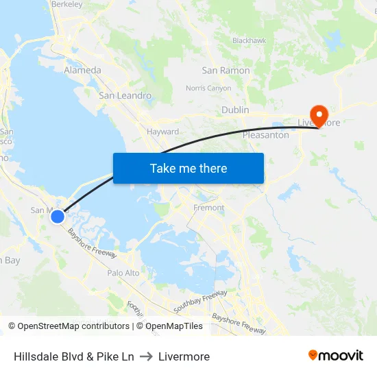 Hillsdale Blvd & Pike Ln to Livermore map