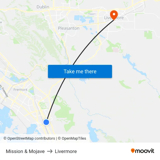 Mission & Mojave to Livermore map