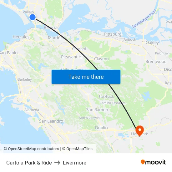 Curtola Park & Ride to Livermore map