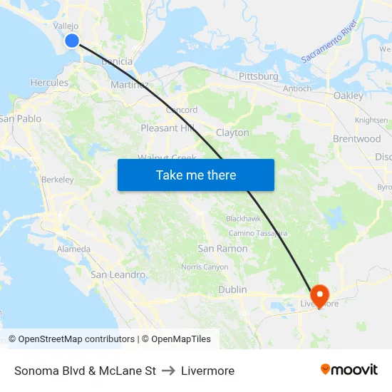 Sonoma Blvd & McLane St to Livermore map