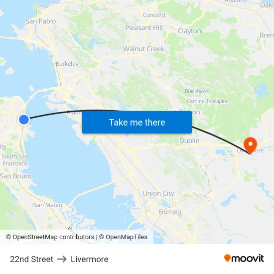 22nd Street to Livermore map