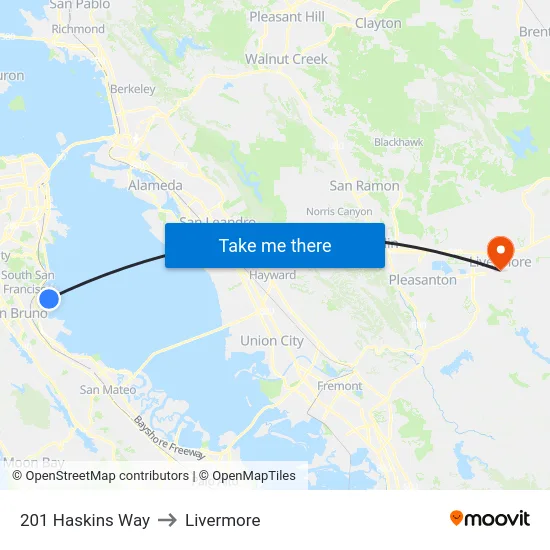 201 Haskins Way to Livermore map