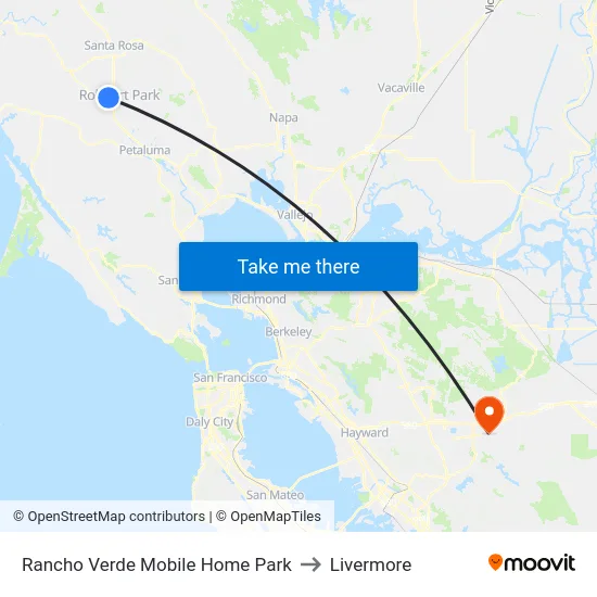 Rancho Verde Mobile Home Park to Livermore map