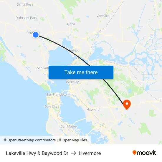 Lakeville Hwy & Baywood Dr to Livermore map