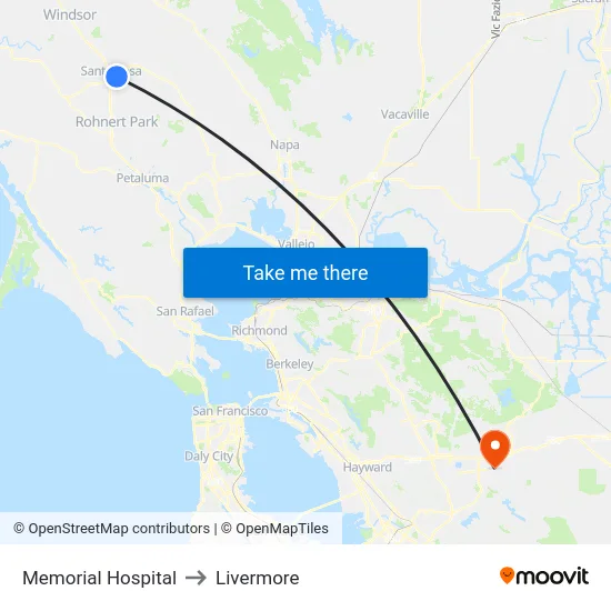 Memorial Hospital to Livermore map