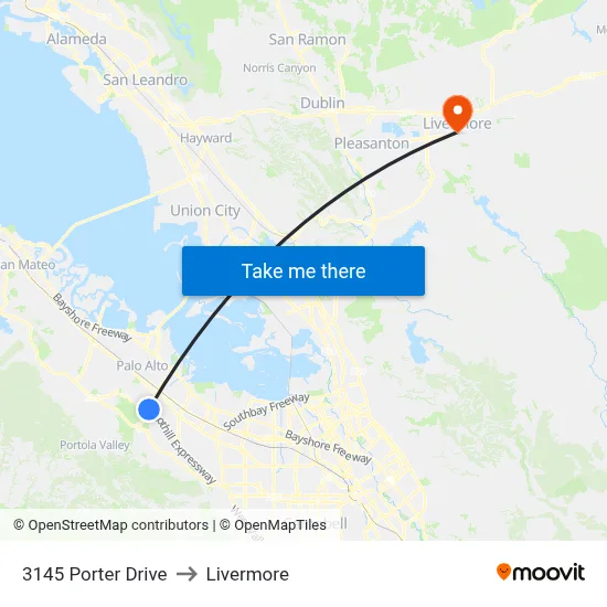 3145 Porter Drive to Livermore map