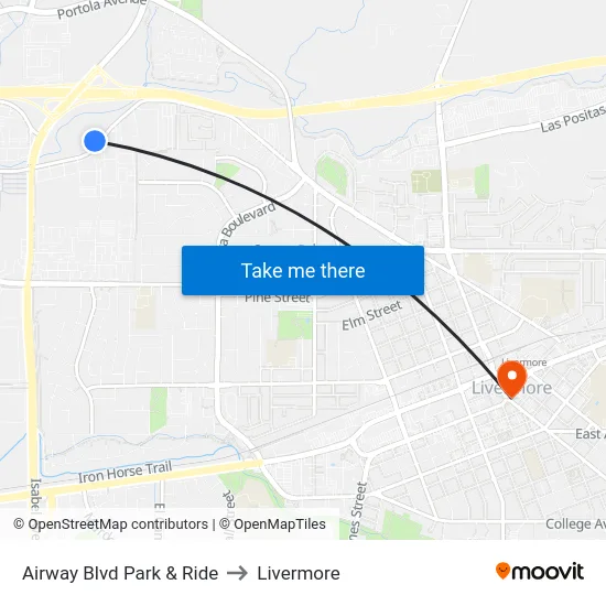 Airway Blvd Park & Ride to Livermore map