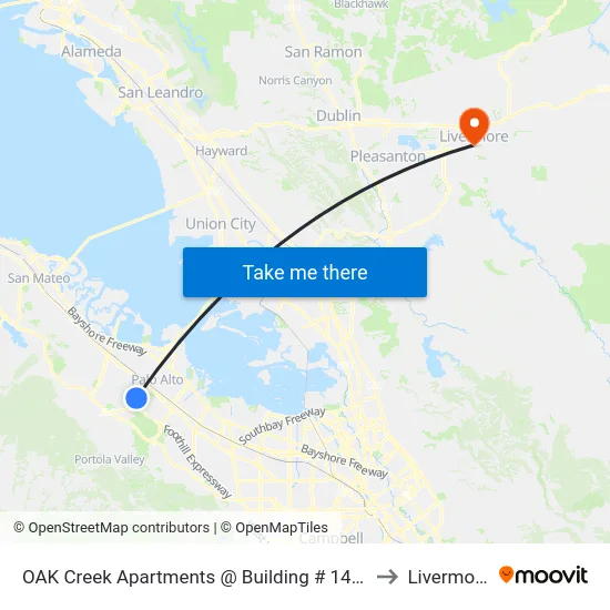 OAK Creek Apartments @ Building # 1470 to Livermore map