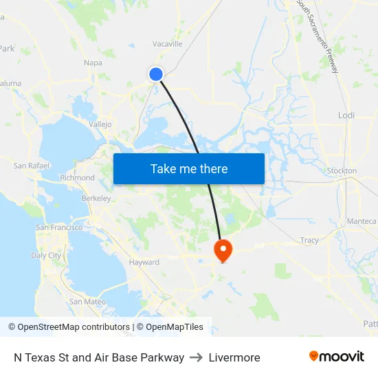 N Texas St and Air Base Parkway to Livermore map