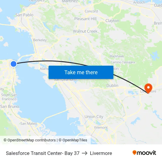 Salesforce Transit Center- Bay 37 to Livermore map