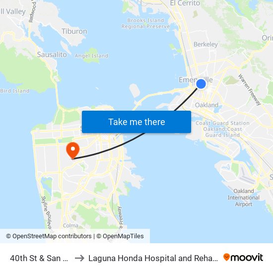 40th St & San Pablo Av to Laguna Honda Hospital and Rehabilitation Center map