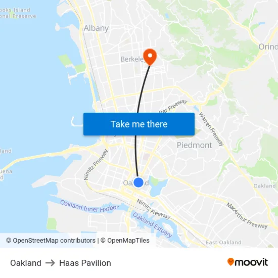Oakland to Haas Pavilion map