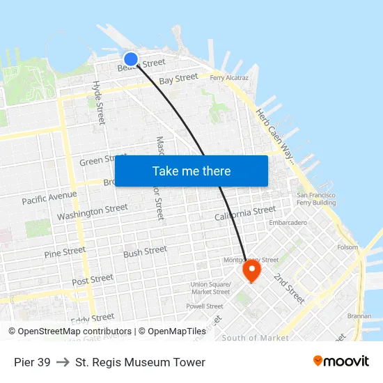 Pier 39 to St. Regis Museum Tower map