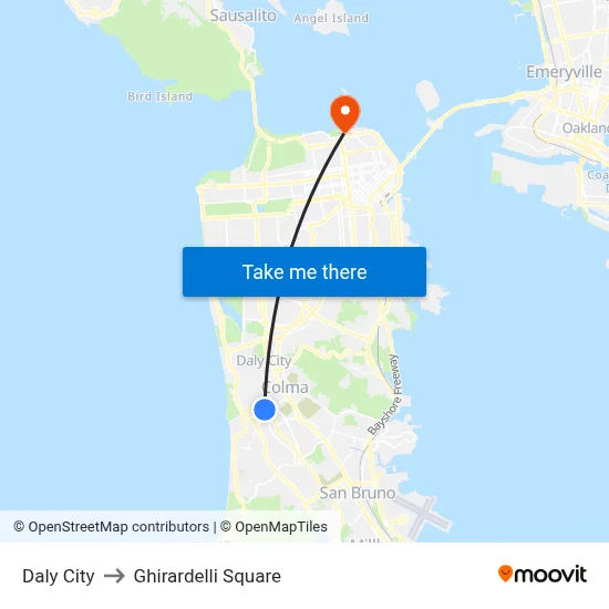 Daly City to Ghirardelli Square map