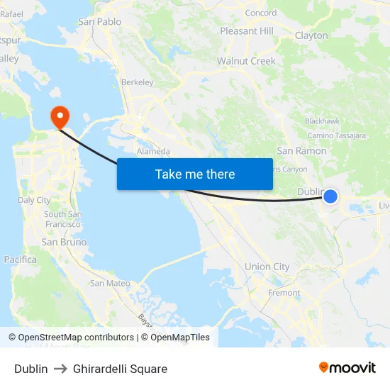 Dublin to Ghirardelli Square map