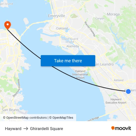 Hayward to Ghirardelli Square map