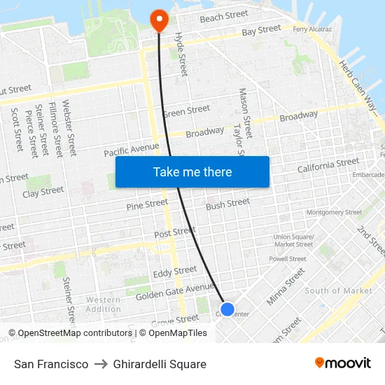 San Francisco to Ghirardelli Square map