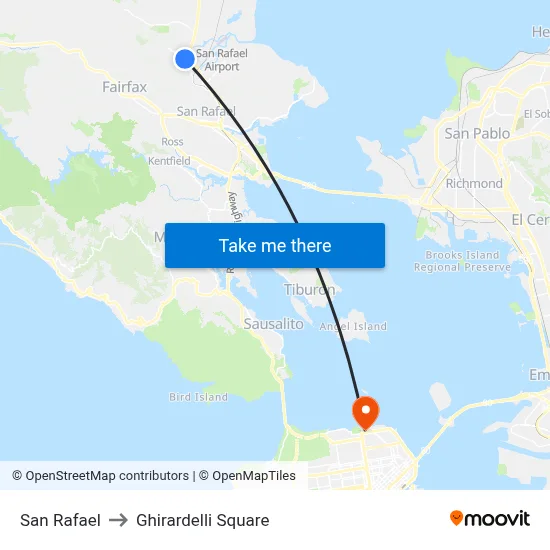 San Rafael to Ghirardelli Square map