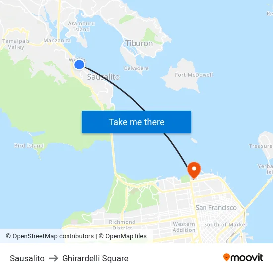 Sausalito to Ghirardelli Square map