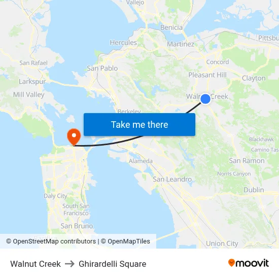 Walnut Creek to Ghirardelli Square map