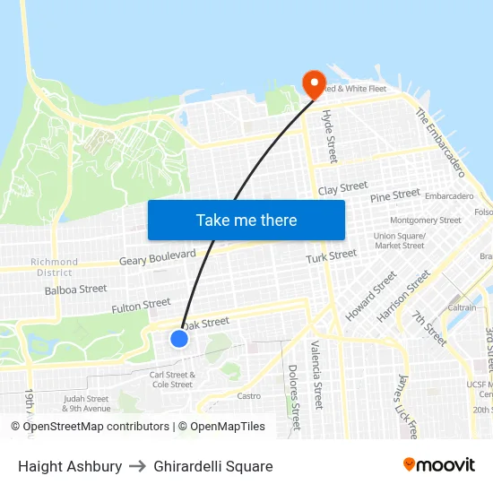 Haight Ashbury to Ghirardelli Square map