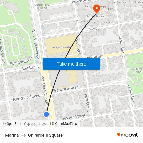 Marina to Ghirardelli Square map