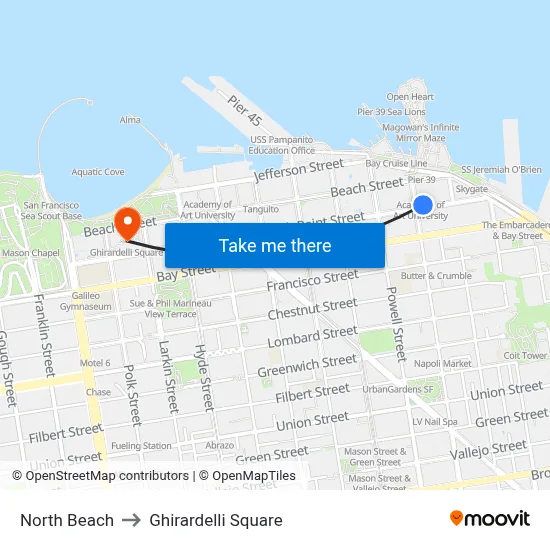 North Beach to Ghirardelli Square map