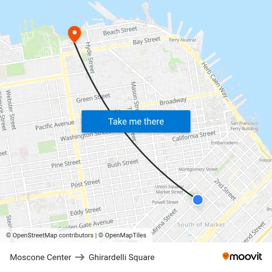 Moscone Center to Ghirardelli Square map