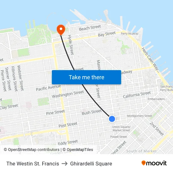 The Westin St. Francis to Ghirardelli Square map