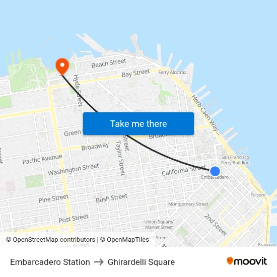 Embarcadero Station to Ghirardelli Square map