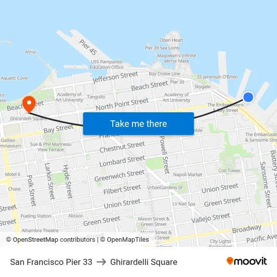 San Francisco Pier 33 to Ghirardelli Square map