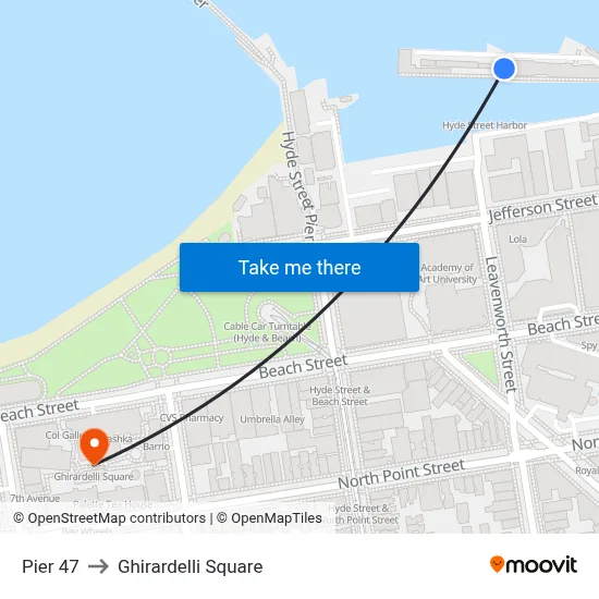 Pier 47 to Ghirardelli Square map