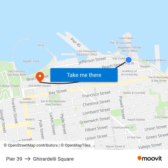 Pier 39 to Ghirardelli Square map