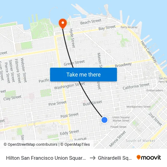 Hilton San Francisco Union Square Pool to Ghirardelli Square map