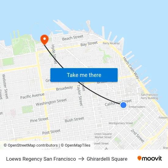 Loews Regency San Francisco to Ghirardelli Square map