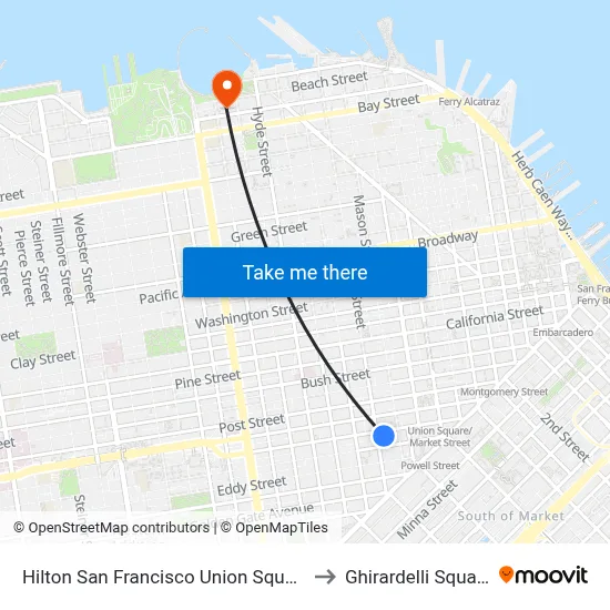 Hilton San Francisco Union Square to Ghirardelli Square map