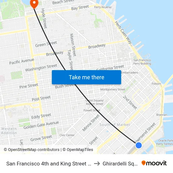 San Francisco 4th and King Street Station to Ghirardelli Square map