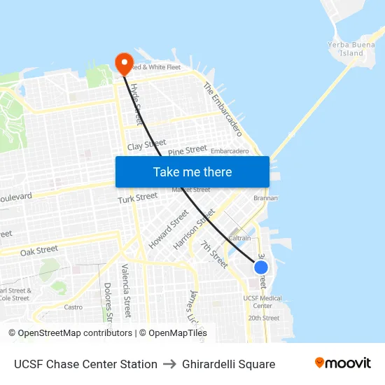 UCSF Chase Center Station to Ghirardelli Square map