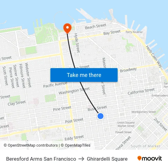 Beresford Arms San Francisco to Ghirardelli Square map
