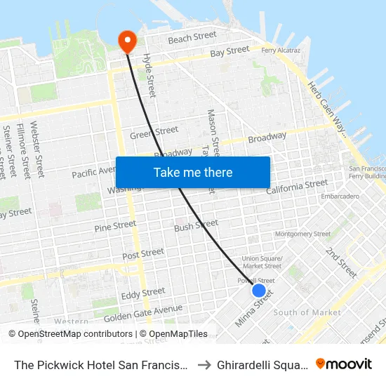 The Pickwick Hotel San Francisco to Ghirardelli Square map